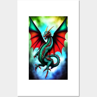 Kingdom Dragon Fire Turquoise Posters and Art